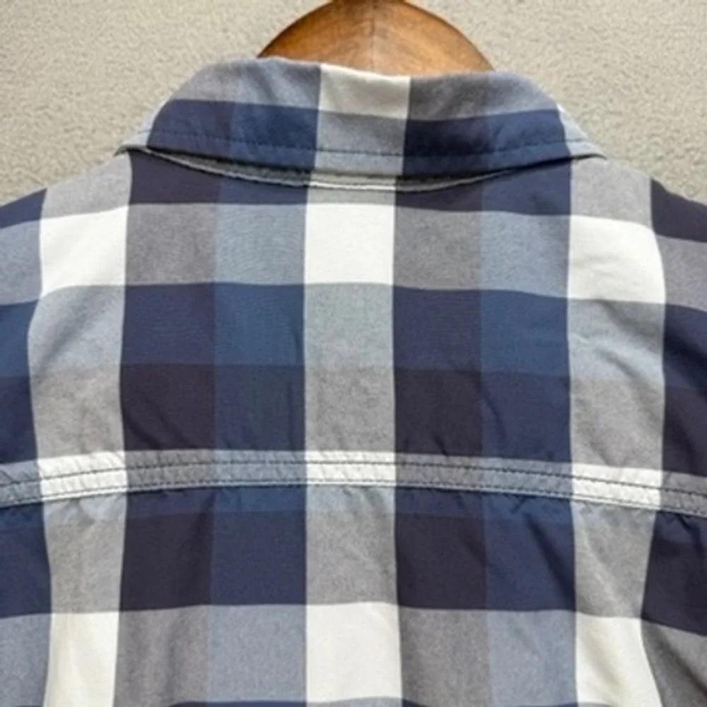 The North Face Shirt Short Sleeve Button Down Regular Fit Large Blue Plaid Nylon